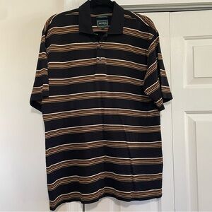 Bolle Golf Men's Black Tan Striped Short Sleeve Polo, NWOT Size Medium